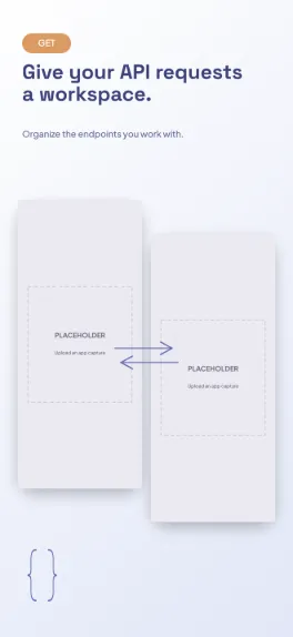 Request Lab api testing screenshot template: five slides, white and indigo with orange method badges.