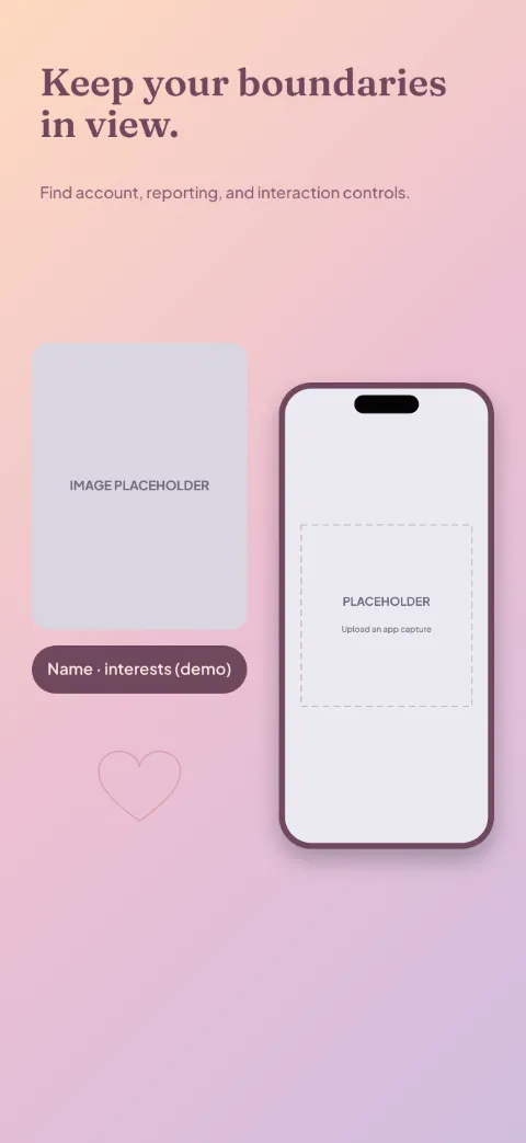 New Connections slide 5 (closing): “Keep your boundaries in view.” over a light gradient background with a controls screen slot and overlapping circles.