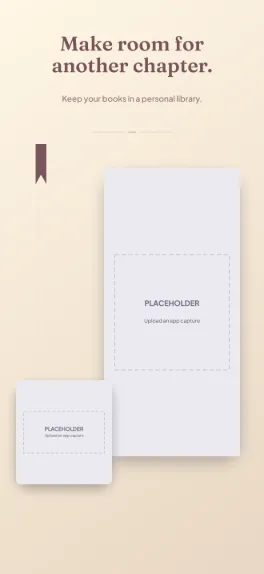 Reading Room ebook reader screenshot template: five slides, parchment and burgundy with elegant serif headlines.