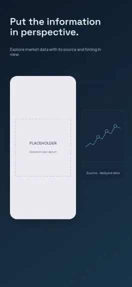 Market Lens finance screenshot template: five slides, dark navy with restrained cyan.