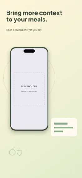 Daily Plate health fitness screenshot template: five slides, creamy white, tomato red and fresh green.