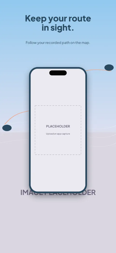 Run Horizon slide 2 (primary feature): “Keep your route in sight.” over a light gradient background with a route screen slot and contour lines.