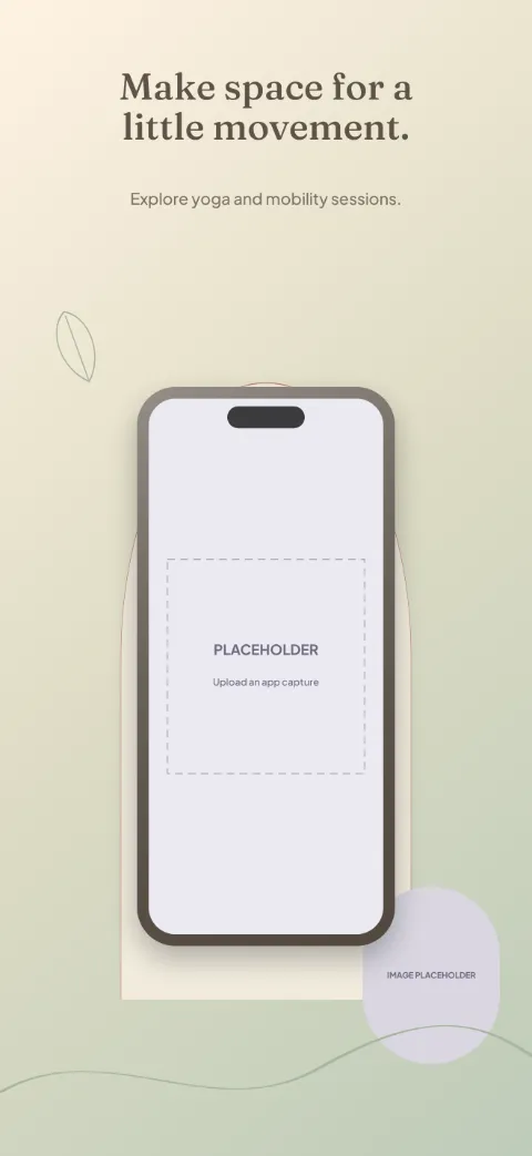 Soft Motion slide 1 (promise): “Make space for a little movement.” over a light gradient background with a library screen slot and arch.