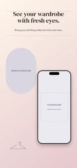 Wardrobe Edit shopping screenshot template: five slides, black, blush and ivory.