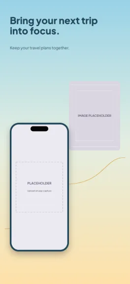 Roam Ready travel screenshot template: five slides, ocean blue, sand and sun.