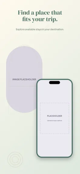 Stay Somewhere travel screenshot template: five slides, refined cream and pine green.