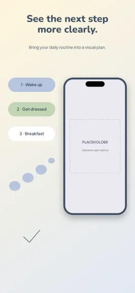 Easy Steps visual routines screenshot template: five slides, warm pastel blocks with clear labels and low clutter.