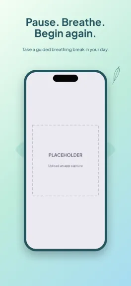 Open Air wellness screenshot template: five slides, mint and sky, a petal rosette blooming behind a large centred phone.